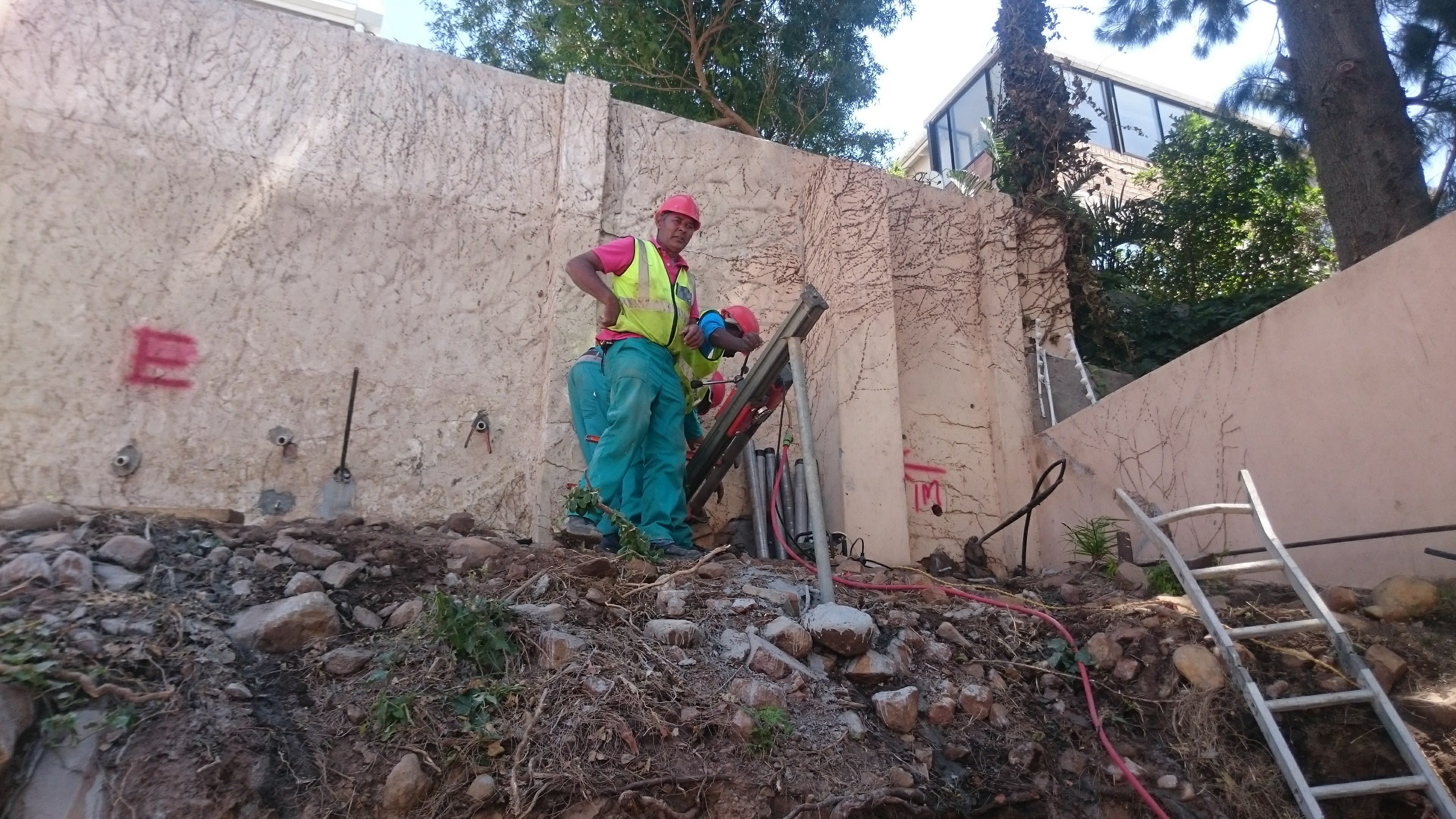 Piling rig drilling hole